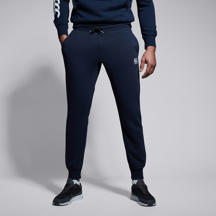 Pantaloni con polsini affusolati in pile Canterbury blu navy