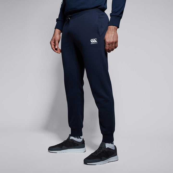Pantaloni con polsini affusolati in pile Canterbury blu navy