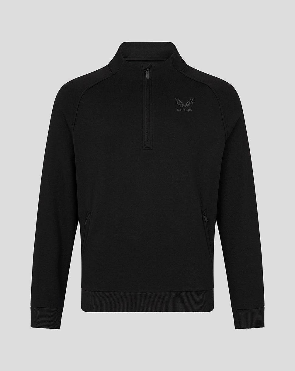 Castore Adapt Long Sleeve Cotton Fleece Quarter Zip Sweatshirt Men Black