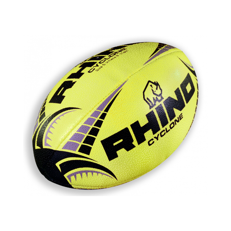 Ballon de rugby Rhino Cyclone jaune fluo taille 5