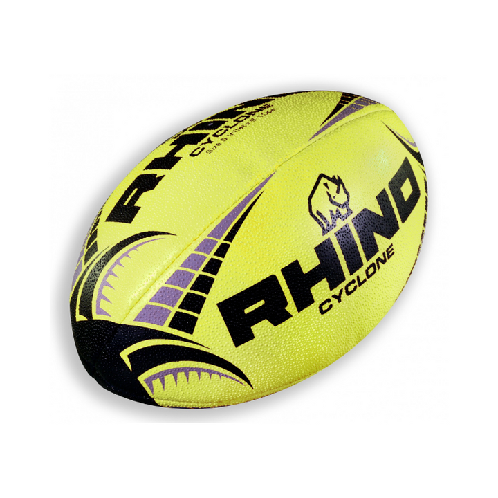 Ballon de rugby Rhino Cyclone jaune fluo taille 5