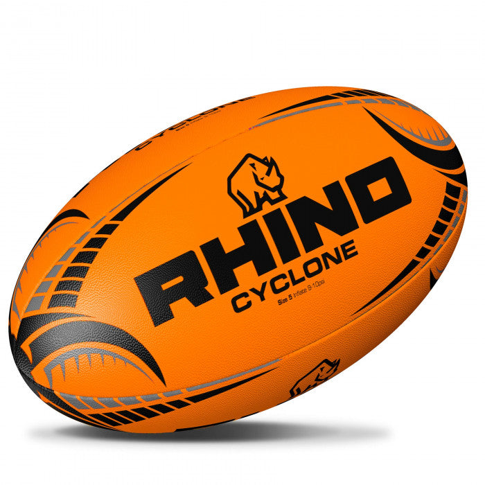 Ballon de rugby Rhino Cyclone orange fluo taille 5