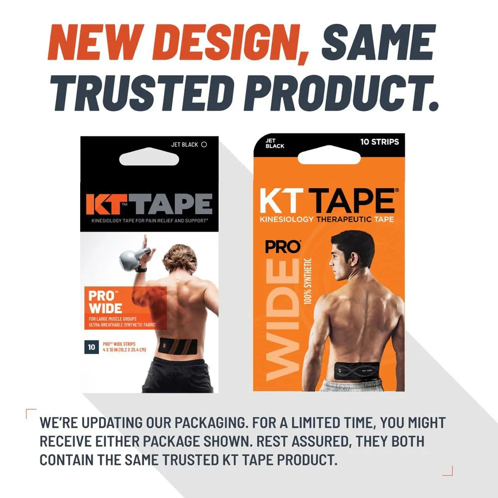 KT Tape Pro Wide Voorgesneden (10 x 25 cm) – 10 pièces – 2,5 mètres